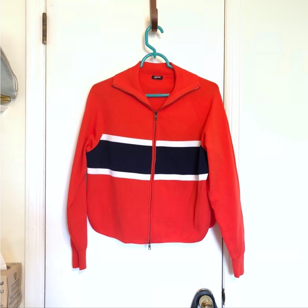 New! Jil Sander Red Zip Up Jacket